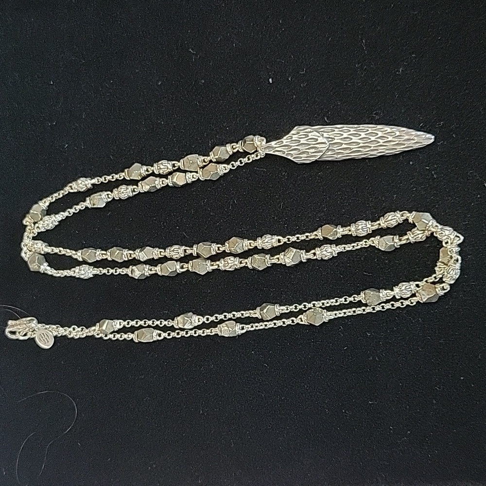John Hardy Naga Silver Pendant & Pyrite Necklace - Picture 6 of 12